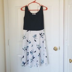Navy Dress with floral bottom